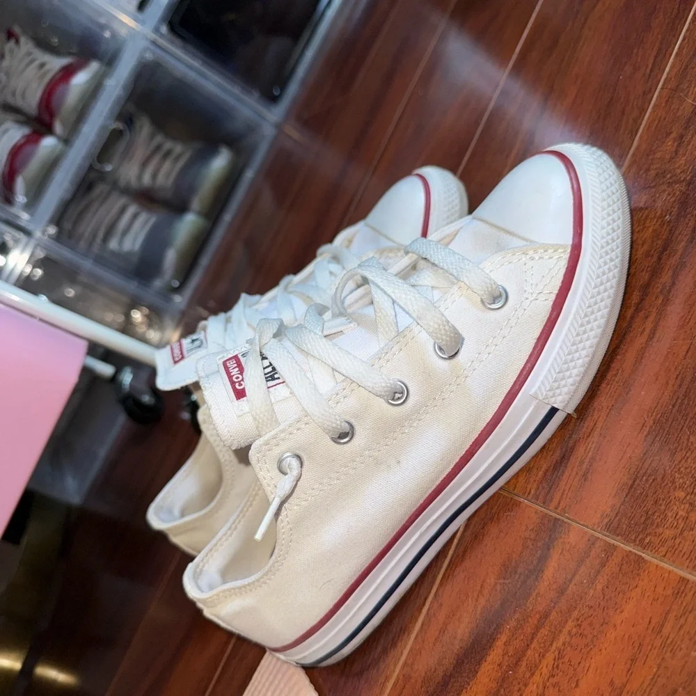 Converse Kids Cream Sneakers with Red Accents